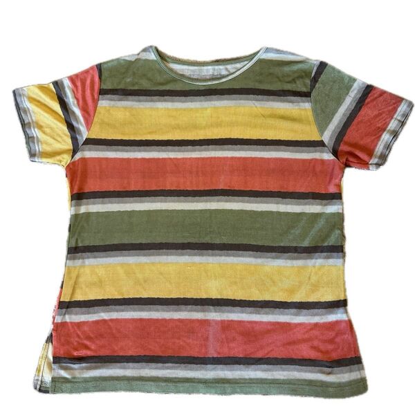 マルチボーダーカットソー ボーダー半袖Tシャツ トップス