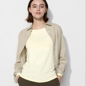 UNIQLOエアリズムシルクブレンドUVカットクルーネックT Mサイズ イエロー