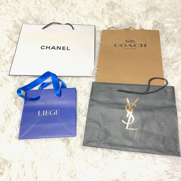 CHANEL YSL COHACH リエジュ ブランド ショッパー 紙袋 4枚セット
