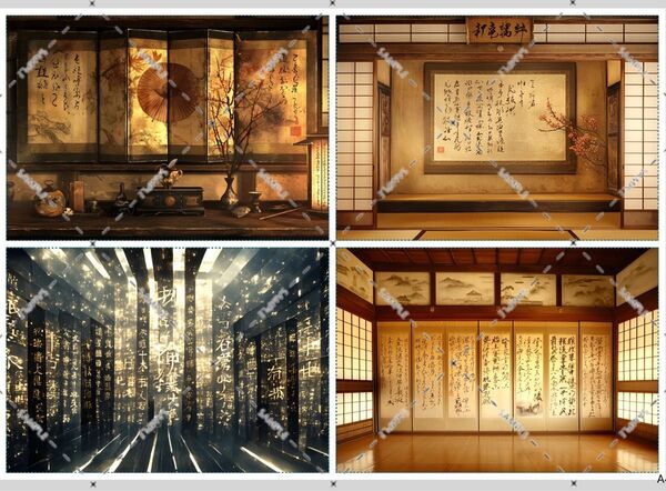 B-40 和風 文字系 背景紙 素材 コラージュ collage シート sheet achashop
