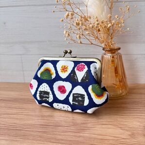 おにぎりいっぱい 親子がま口 ミニ財布 ハンドメイド