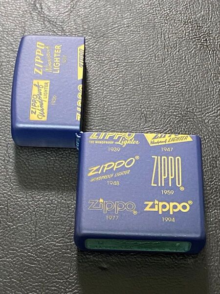 特価品 zippo 歴代ボトム 前面加工 外側ケース アウター ネイビー 希少モデル 2015年製