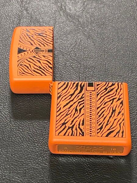 特価品 zippo オレンジ ジッパー 外側ケース アウター 前面加工 希少モデル 2016年製
