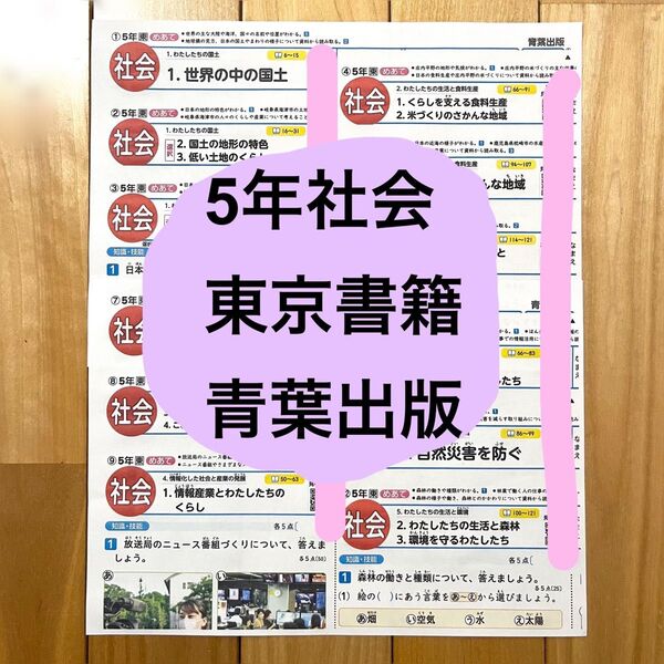 小学5年生 社会 東京書籍 青葉出版 カラーテスト 見なおしシート QRコード