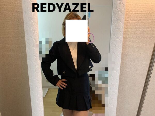 REDYAZELレディアゼルショート丈ジャケットプリーツミニスカートセットアップネイビーMIIAsnidel韓国rady