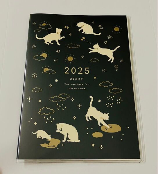 猫とお天気 2025年 スケジュール帳 B6サイズ 手帳 日曜始まり 白猫 ねこ キャット 新品未使用 匿名配送