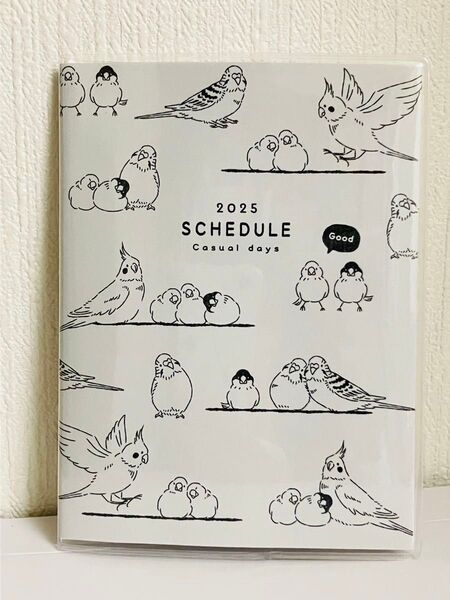 小鳥 スケジュール帳 2025年 4月始まり A6サイズ 手帳 鳥 インコ オカメインコ セキセイインコ 新品未使用 匿名配送