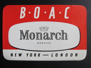 B.O.A.C■ファーストクラス■Monarch Service■NEW YORK -LONDON■英国海外航空■ラゲッジラベル