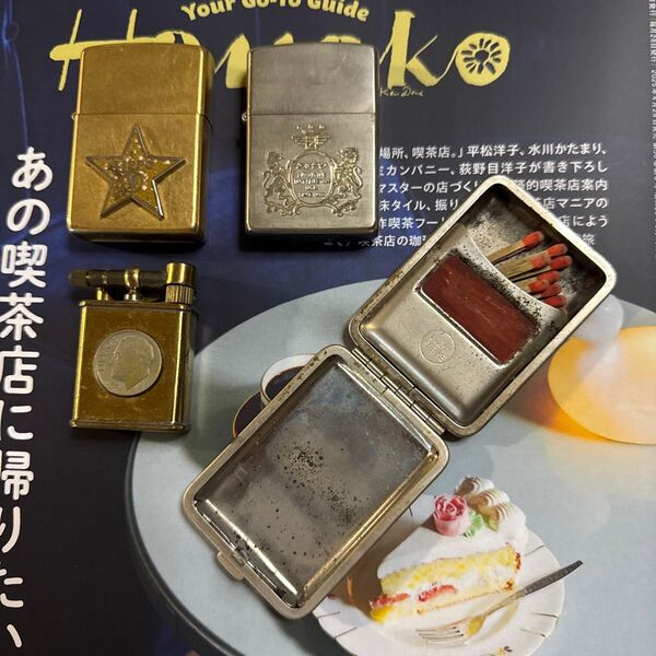 ジッポー二点とレトロオイルライター&マッチケース1942
