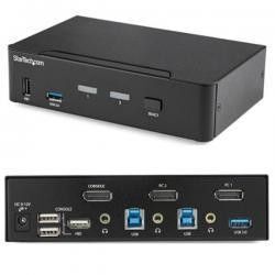 2ポートDisplayPort対応KVMスイッチ 4K/60Hz対応CPU切替器 USB3.0ハブ搭載 SV231DPU34K