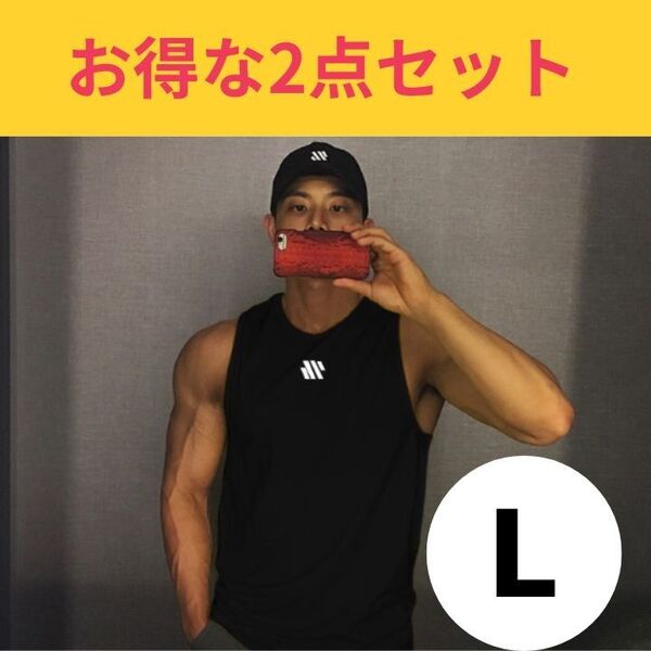メンズ タンクトップ L ノースリーブ 筋トレ ジム スポーツ 2枚セット
