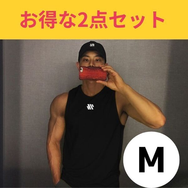 メンズ タンクトップ M ノースリーブ 筋トレ ジム スポーツ 2枚セット