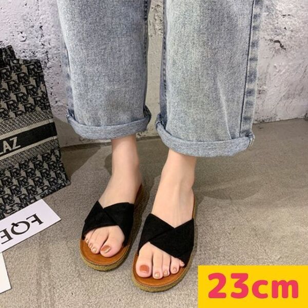大人気 レディース ぺたんこサンダル 23cm 大人 カジュアル フラット 夏