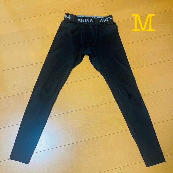 AIONA スポーツインナー スポーツタイツ コンプレッションウェア アンダーシャツ 機能性 吸水速乾 スパッツ ブラック M