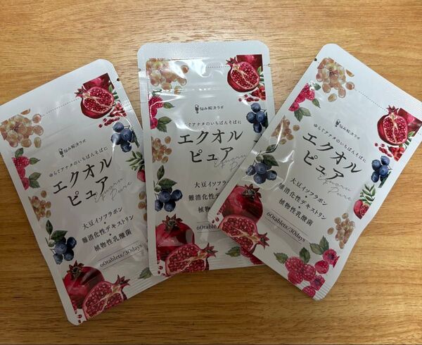 【女性に嬉しい成分 贅沢配合】エクオルピュア イソフラボン 42mg エクオール 乳酸菌 国内製造 ビタミンB12 3袋3ヶ月分