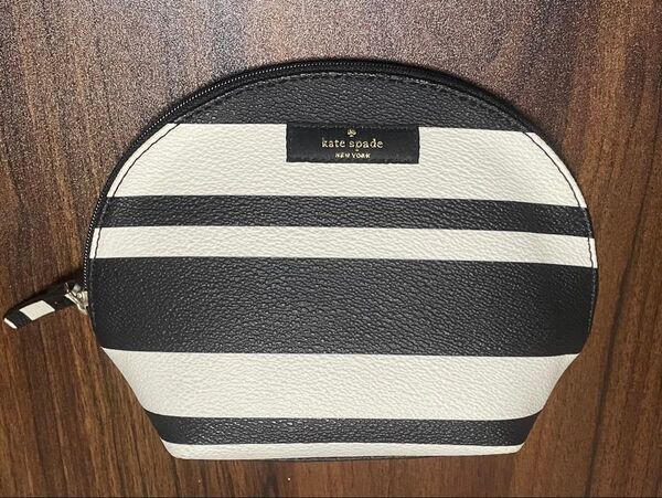 極美品★ kate spade new york ケイトスペード ボーダー柄 化粧ポーチ
