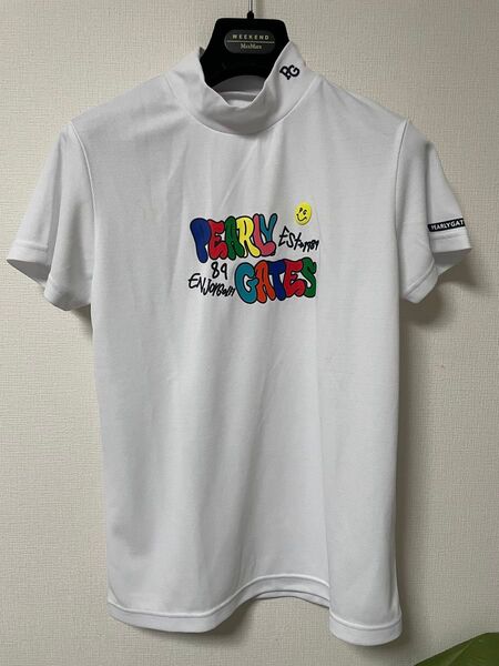 極美品PEARLY GATES パーリーゲイツ 2024年モデル ハイネック半袖Tシャツ ホワイト系 2