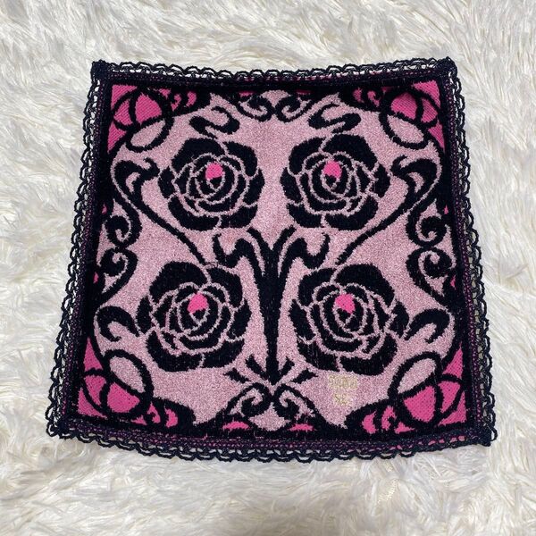 ANNA SUI バラ柄ハンカチ レース ピンク