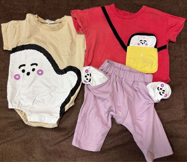 シナぷしゅ 80センチ 3点セット ロンパース Tシャツ 半ズボン 子供服 半袖 ベビー