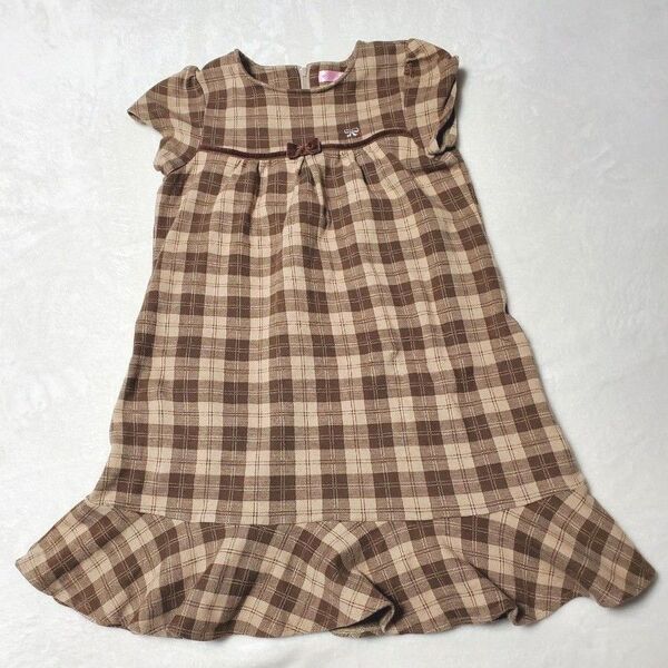 ミキハウス ワンピース ノースリーブ 140cm キッズ 女児 半袖 チェック柄