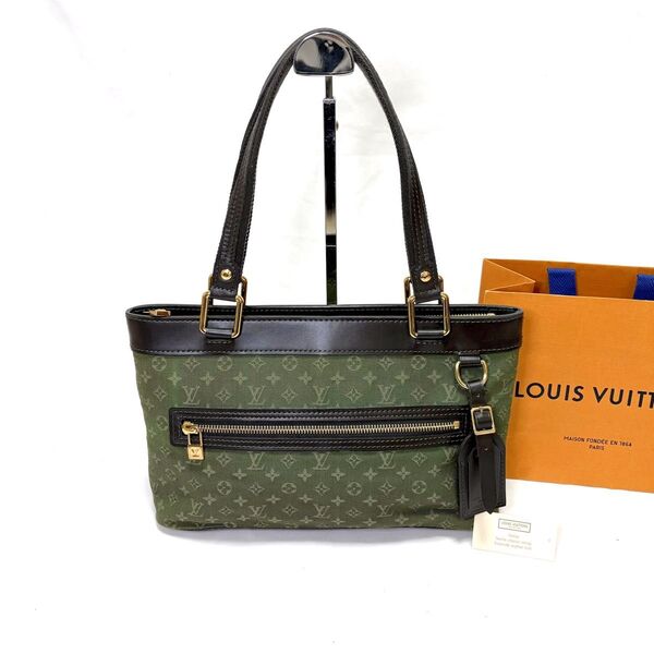 ルイヴィトン トートバッグ モノグラムミニ ルシーユPM キャンバス 総柄 LOUIS VUITTON カーキ グリーン