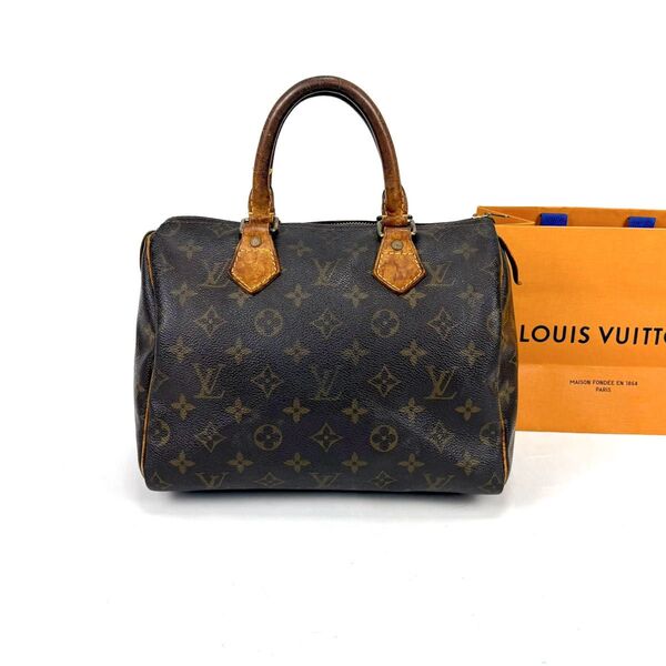 ルイヴィトン LOUIS VUITTON スピーディ25 モノグラム ハンドバッグ ミニボストンバッグ レザー ブラウン