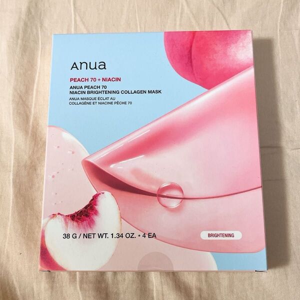 【新品】Anua アヌア ピーチ 70+ ナイアシンブライトニングコラーゲンマスク PEACH コラーゲンパック 1箱 4枚入 桃