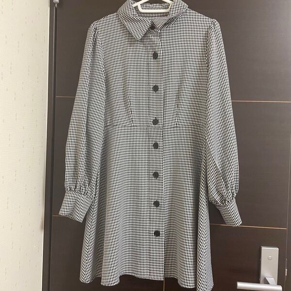 GRL tg481a ギンガムチェック柄シャツワンピース ワンピース ワンピース ひざ丈 半袖 シャツワンピース 量産型 スナ系