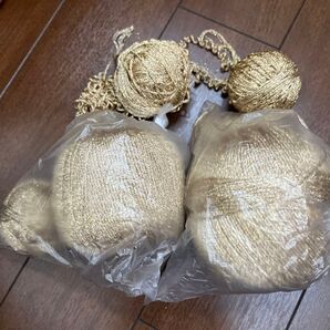 フィルクローサ NO SMOKING ラメ糸 ゴールド 未使用分100g強 おまけの編み戻し45g