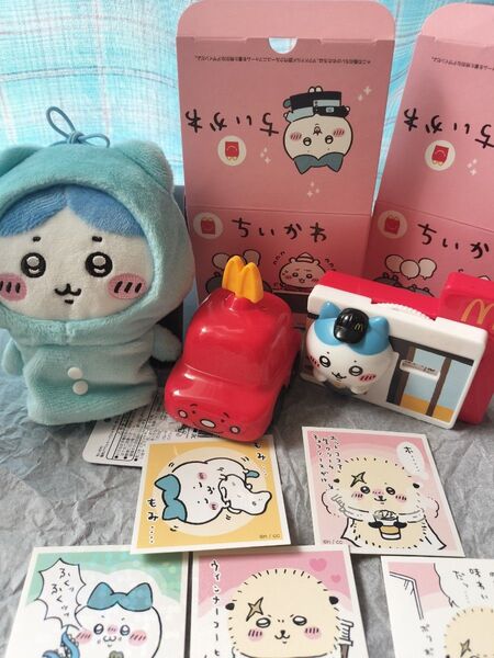 ちいかわ マックハッピーセットおもちゃ2個 ハチワレカレンダーとラッコのメジャー ハチワレマスコット ステッカー5枚のセット