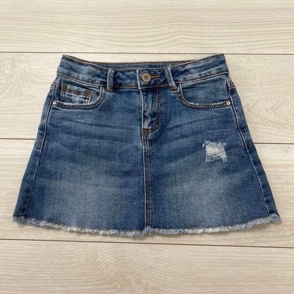 Zara Kids キッズ デニムミニスカート ダメージ加工 110cm