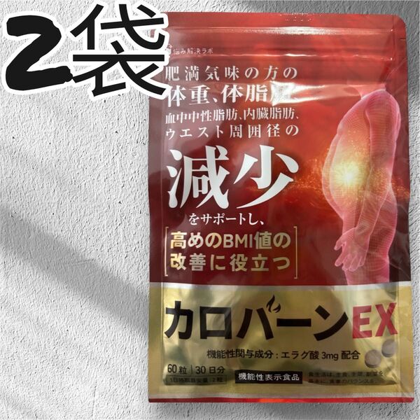 2袋2個 カロバーンEX 60粒30日分 悩み解決ラボ ざくろ デキストリン 生姜 ダイエットサプリ 食物繊維 ウコン 高麗人参