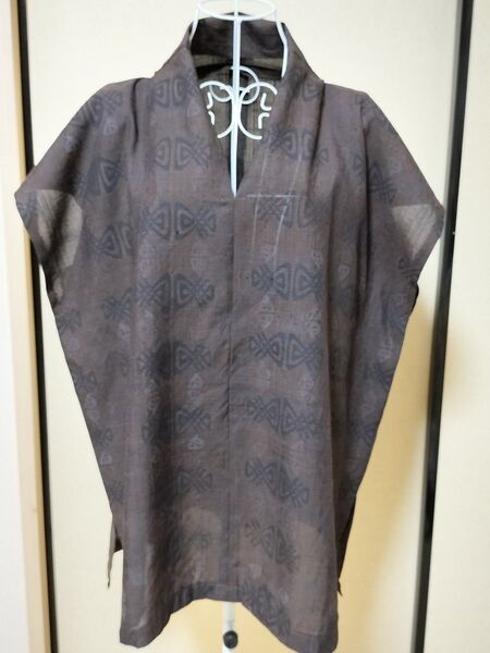 着物リメイク チュニック ハンドメイド 袖無 sousou 和柄 アジアン くろちく カヤ 夢御堂 詩仙堂