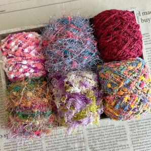 ファンシーヤーン 20g×6種類 c 編み物 手芸材料 モヘア