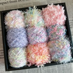 ゆめかわ系 素材糸セット20g×9種類(c ファンシーヤーン 編み物 手芸 手芸材料 毛糸 変わり糸