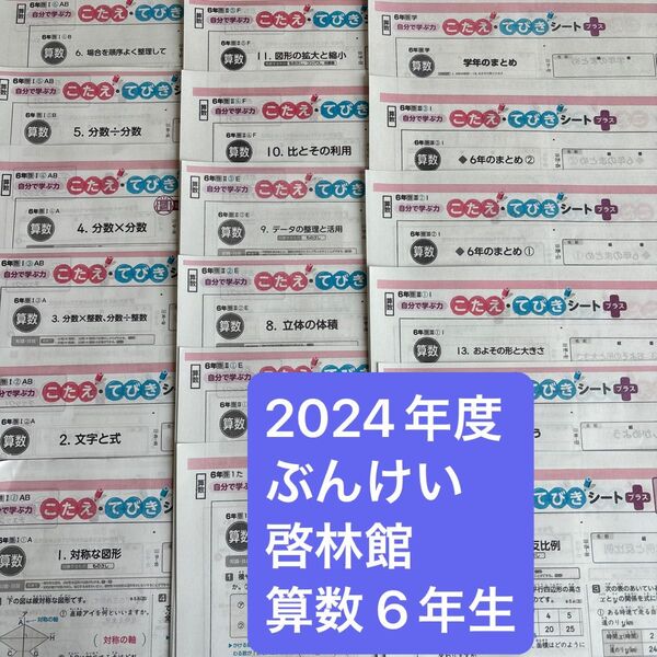 ぶんけい カラーテスト 小6 算数 啓林館 内申点対策 通知表対策 答えたしかめシート 中学受験