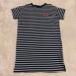 champion チャンピオン ボーダー柄 半袖 ワンピース ネイビー ホワイト
