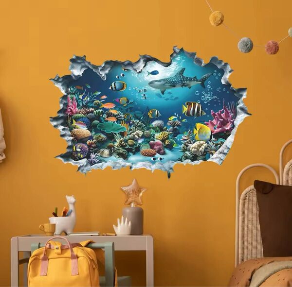 海 水族館 ウォールステッカー アクアリウム ダイビング 水槽背景 ジンベエザメシール 壁ステッカー 壁シール 壁紙 ポスター