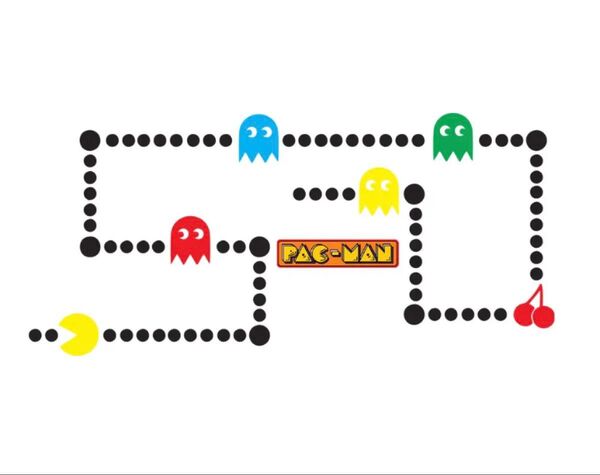 パックマン ウォールステッカー ロゴ付き 壁紙 壁シール 壁ステッカー DIY ポスター