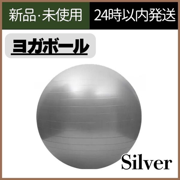 【新品未使用】バランスボール シルバー トレーニング ヨガボール 55cm