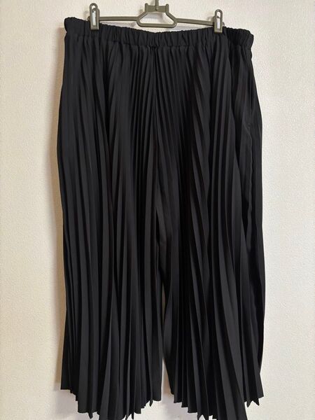 大きいサイズ プリーツパンツ 黒 ブラック 5L 6L
