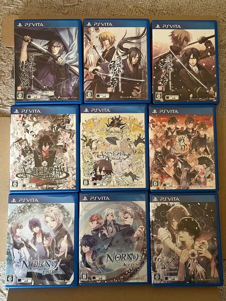 (中古品)(最終価格の為値下げ不可)PSVITA ケース付き乙女ゲームソフト9本まとめ 薄桜鬼やノルンノネットなど 特典なし