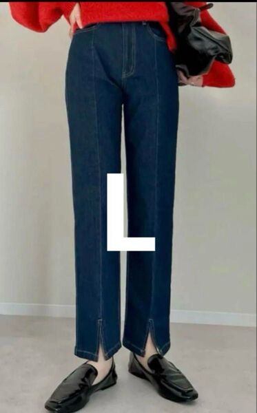 Re:EDIT センタースリット入りデニムパンツ デニムパンツ ジーンズ