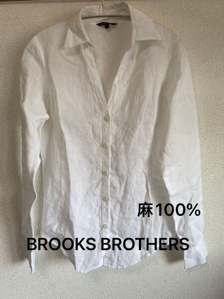 ブルックスブラザーズ BROOKS BROTHERS 麻100% リネン シャツ サイズ2 ホワイト