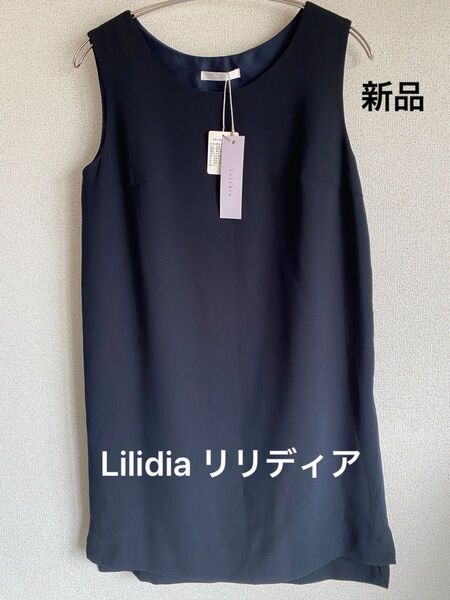 新品タグ付き Lilidia リリディア ノースリーブワンピース ネイビー チュニック ブラウス新品未使用