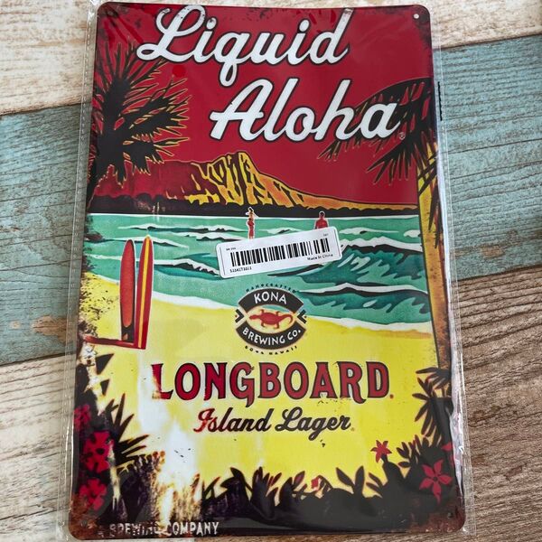 コナビール ブリキ看板 新品未使用 アルミ看板 インテリア雑貨 アロハワイアン Aloha a4 サイズ