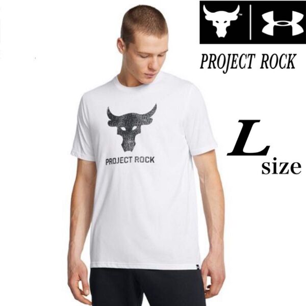 新品未使用 アンダーアーマー プロジェクトロック ショートスリーブTシャツ ホワイト Lブラフマブル 半袖