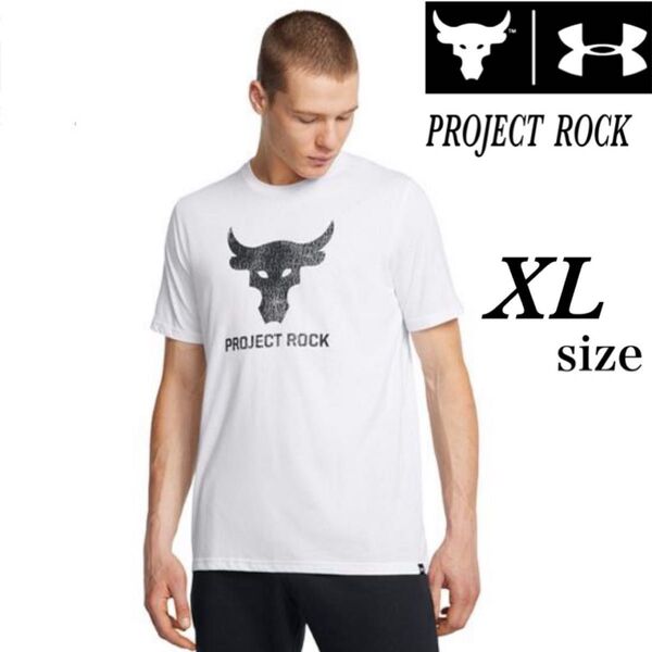 新品未使用 アンダーアーマー プロジェクトロック ショートスリーブTシャツ ホワイト XL ブラフマブル 半袖