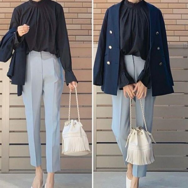 PLST ストレッチダブルクロステーパードパンツ