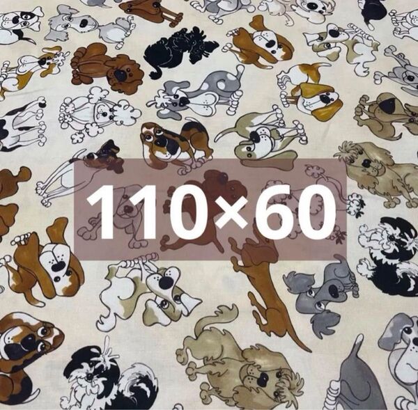 ロラライハリス生地 Tossed Doggies110×60ほど